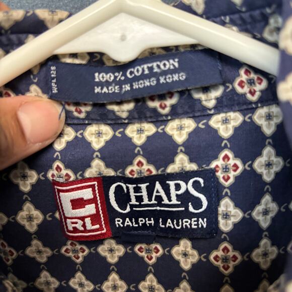 Chaps Ralph Lauren Shirt Geometric Button-Down Casual Medium Office Work Golf - Picture 3 of 10